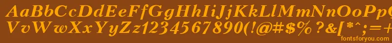 フォントKudrashovBoldItalic.001.001 – オレンジ色の文字が茶色の背景にあります。