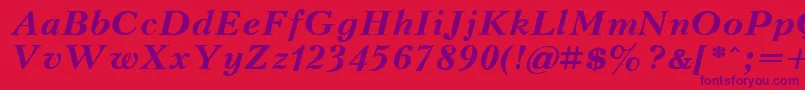 KudrashovBoldItalic.001.001 Font – Purple Fonts on Red Background