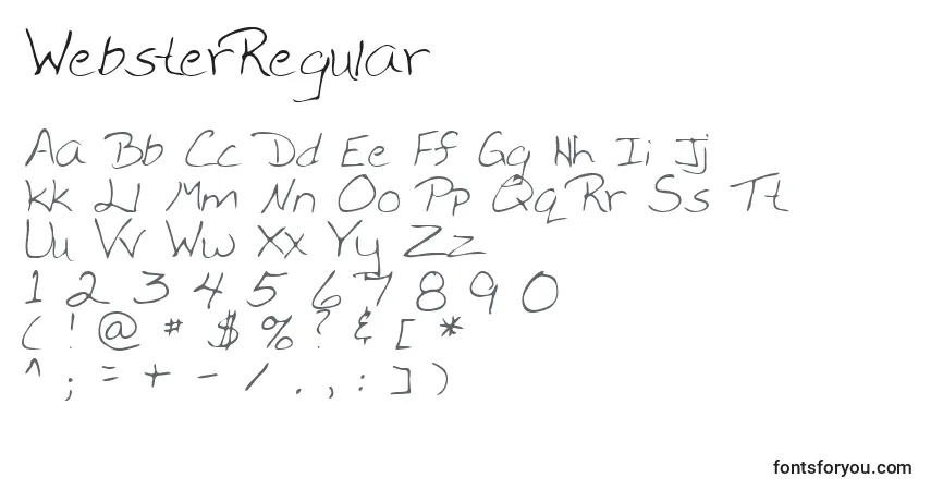 A fonte WebsterRegular – alfabeto, números, caracteres especiais