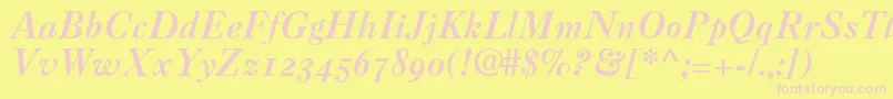 Caslon3ItalicOldstyleFigures Font – Pink Fonts on Yellow Background