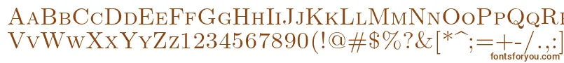 Lmromancaps10Regular-Schriftart – Braune Schriften auf weißem Hintergrund