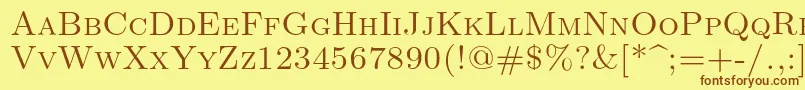 Шрифт Lmromancaps10Regular – коричневые шрифты на жёлтом фоне