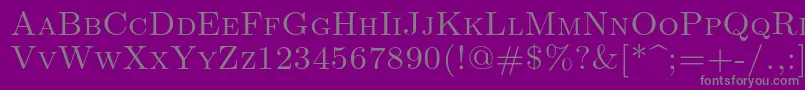 フォントLmromancaps10Regular – 紫の背景に灰色の文字