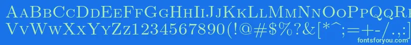 Lmromancaps10Regular Font – Green Fonts on Blue Background