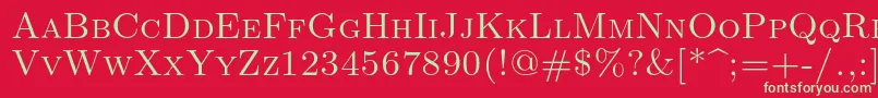 フォントLmromancaps10Regular – 赤い背景に緑の文字