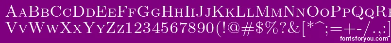 フォントLmromancaps10Regular – 紫の背景に白い文字