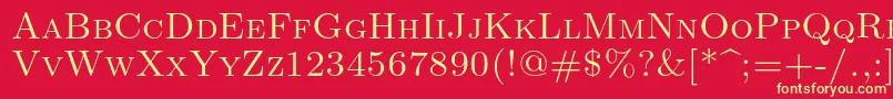 Lmromancaps10Regular Font – Yellow Fonts on Red Background