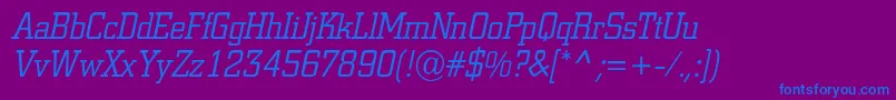 ACitynovaltItalic-fontti – siniset fontit violetilla taustalla