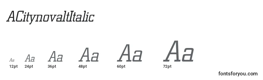 ACitynovaltItalic Font Sizes