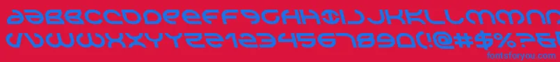 Aetherfoxleft-Schriftart – Blaue Schriften auf rotem Hintergrund