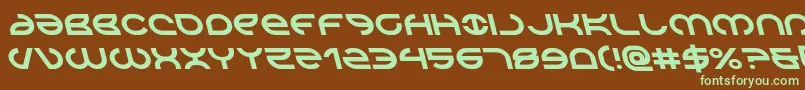 フォントAetherfoxleft – 緑色の文字が茶色の背景にあります。