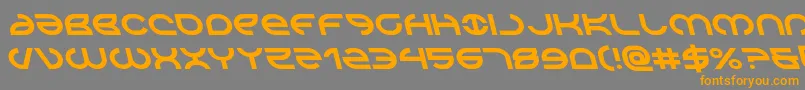 Aetherfoxleftフォントについての詳細 フォントAetherfoxleft – オレンジの文字は灰色の背景にあります。