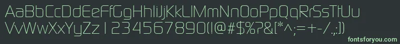 ModaernelightRegular Font – Green Fonts on Black Background