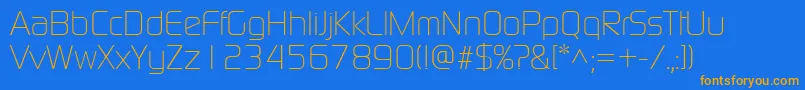 ModaernelightRegular Font – Orange Fonts on Blue Background
