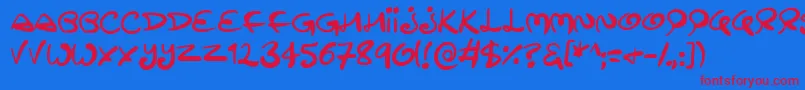 Swirltastic-Schriftart – Rote Schriften auf blauem Hintergrund