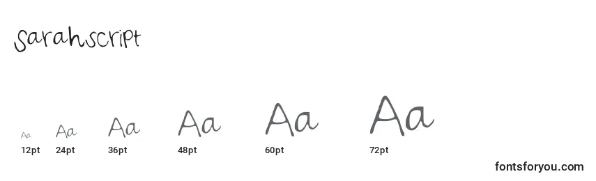 sizes of sarahscript font, sarahscript sizes