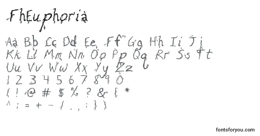 characters of fheuphoria font, letter of fheuphoria font, alphabet of  fheuphoria font