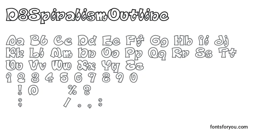 characters of d3spiralismoutline font, letter of d3spiralismoutline font, alphabet of  d3spiralismoutline font