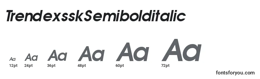 sizes of trendexssksemibolditalic font, trendexssksemibolditalic sizes