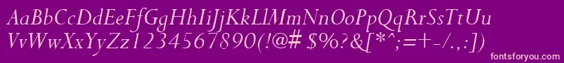 Fonte PurloinItalic – fontes rosa em um fundo violeta