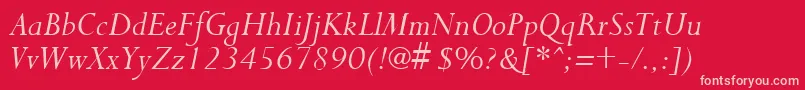 Fonte PurloinItalic – fontes rosa em um fundo vermelho