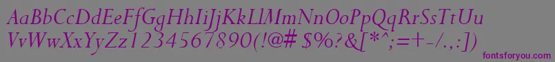 Fonte PurloinItalic – fontes roxas em um fundo cinza