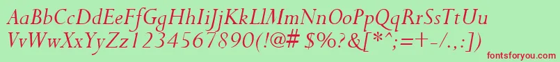 PurloinItalic Font – Red Fonts on Green Background