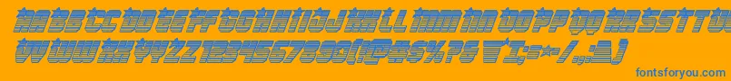 Armyrangerschromeital-Schriftart – Blaue Schriften auf orangefarbenem Hintergrund