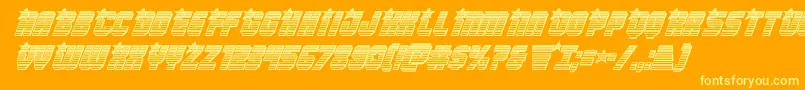 Weitere Informationen zur Armyrangerschromeital-Schriftart Armyrangerschromeital-Schriftart – Gelbe Schriften auf orangefarbenem Hintergrund
