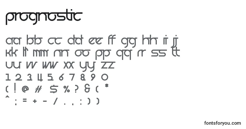 Schriftart Prognostic – Alphabet, Zahlen, spezielle Symbole