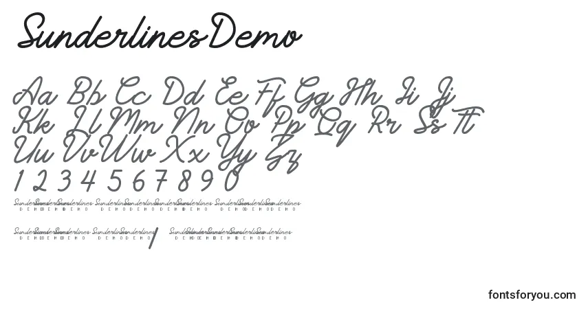Шрифт SunderlinesDemo – алфавит, цифры, специальные символы