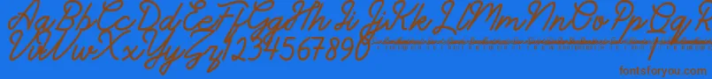 フォントSunderlinesDemo – 茶色の文字が青い背景にあります。
