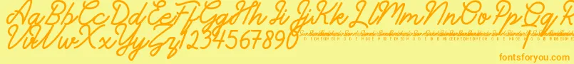 SunderlinesDemo-Schriftart – Orangefarbene Schriften auf gelbem Hintergrund