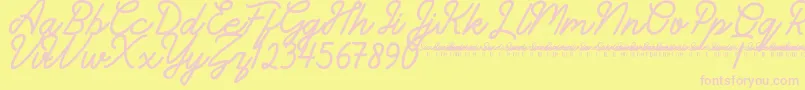 SunderlinesDemo-Schriftart – Rosa Schriften auf gelbem Hintergrund