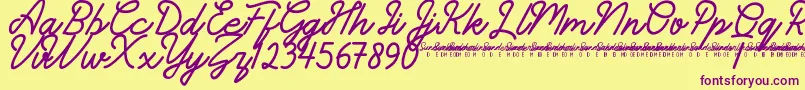 Шрифт SunderlinesDemo – фиолетовые шрифты на жёлтом фоне