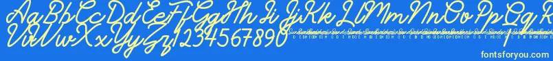 SunderlinesDemo Font – Yellow Fonts on Blue Background