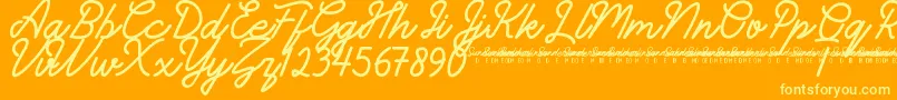 SunderlinesDemo-fontti – keltaiset fontit oranssilla taustalla