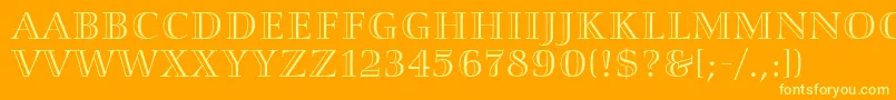 Smaragd-Schriftart – Gelbe Schriften auf orangefarbenem Hintergrund