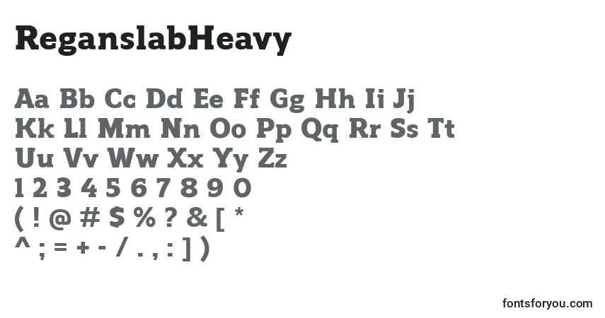 A fonte ReganslabHeavy – alfabeto, números, caracteres especiais