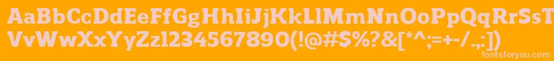 ReganslabHeavy-Schriftart – Rosa Schriften auf orangefarbenem Hintergrund