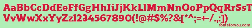 ReganslabHeavy-Schriftart – Rote Schriften auf grünem Hintergrund