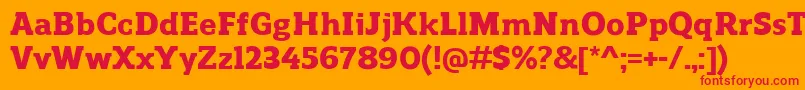 ReganslabHeavy-Schriftart – Rote Schriften auf orangefarbenem Hintergrund