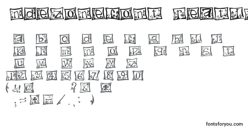 Шрифт IndezonefontCreative – алфавит, цифры, специальные символы