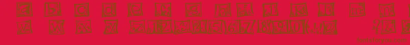 IndezonefontCreative-Schriftart – Braune Schriften auf rotem Hintergrund