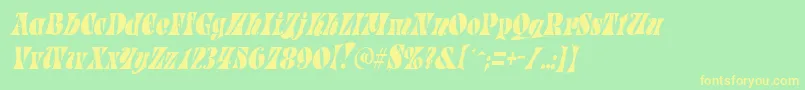 フォントParadetightItalic – 黄色の文字が緑の背景にあります