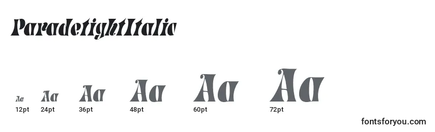 ParadetightItalic Font Sizes