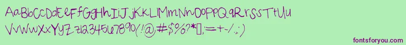 Sarahscript Font – Purple Fonts on Green Background