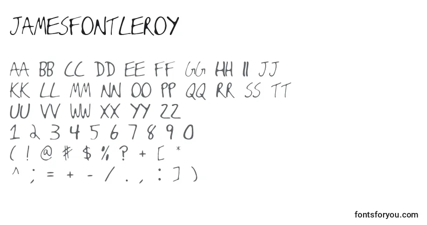 Jamesfontleroy-fontti – aakkoset, numerot, erikoismerkit