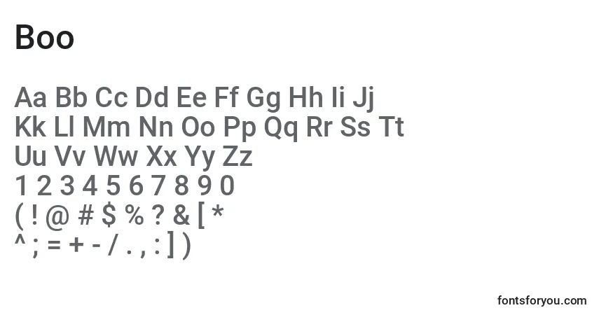 Schriftart Boo – Alphabet, Zahlen, spezielle Symbole