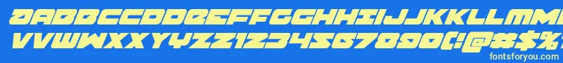 Banjinsuperital-Schriftart – Gelbe Schriften auf blauem Hintergrund